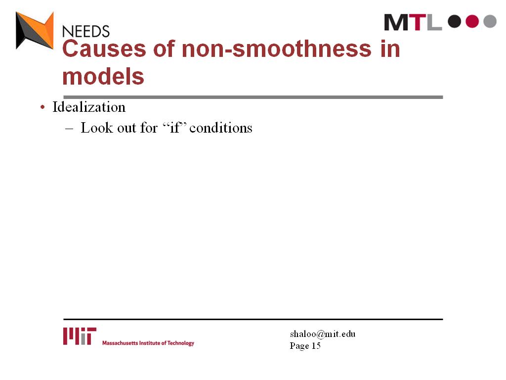 Causes of non-smoothness in models