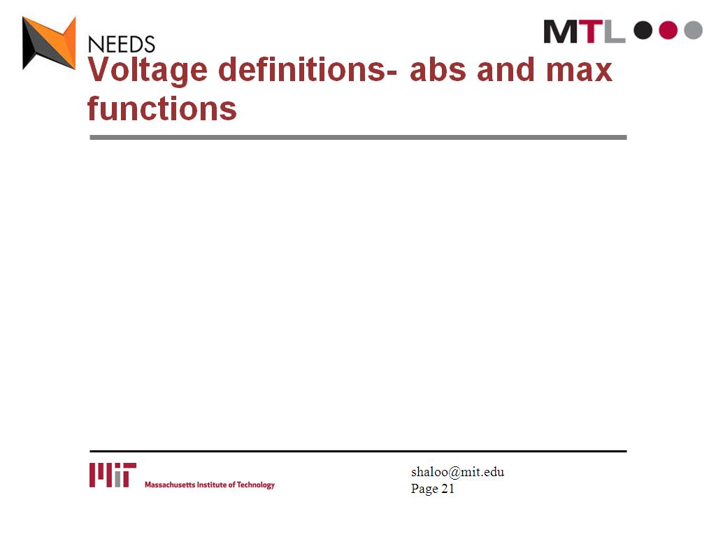 Voltage definitions- abs and max functions