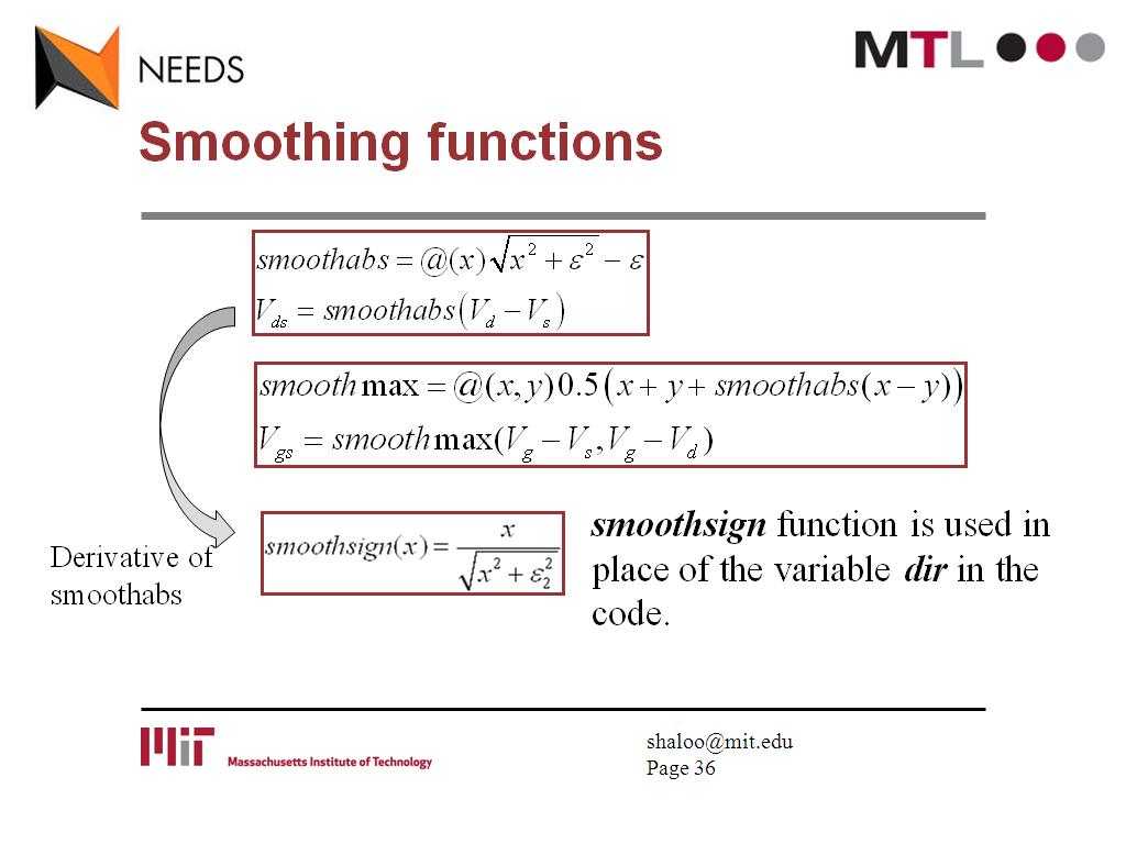 Smoothing functions