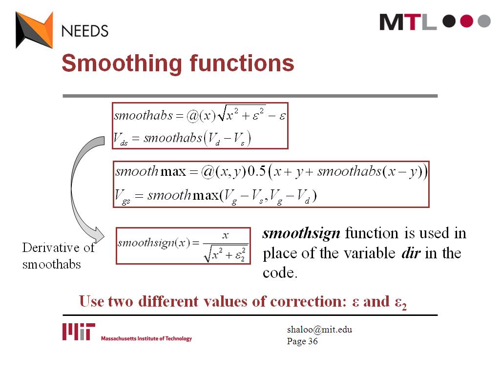 Smoothing functions