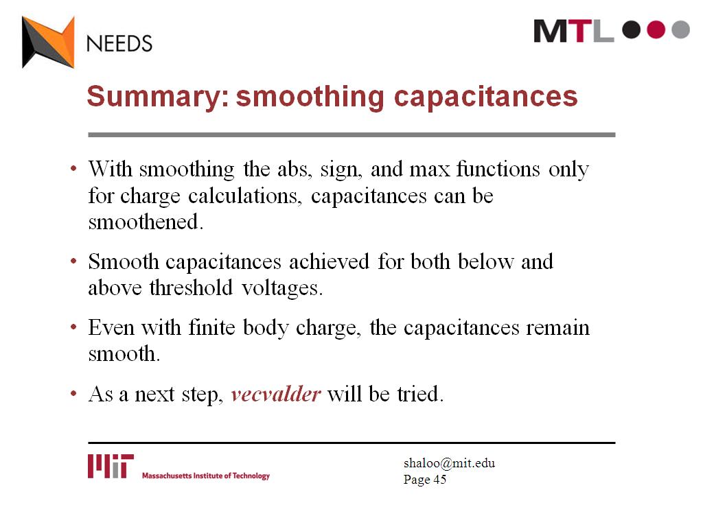 Summary: smoothing capacitances
