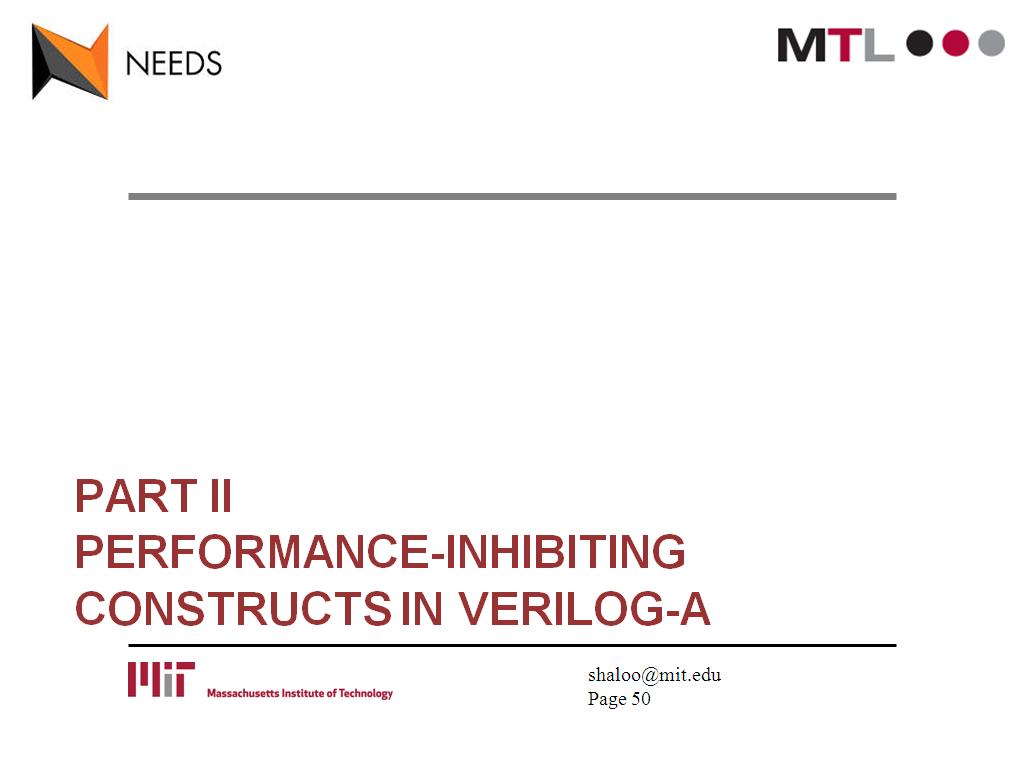 Part II performance-inhibiting constructs in verilog-A