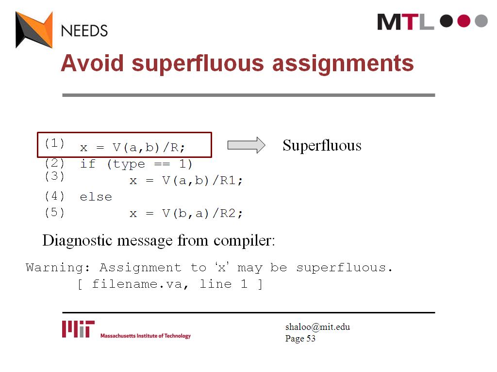 Avoid superfluous assignments