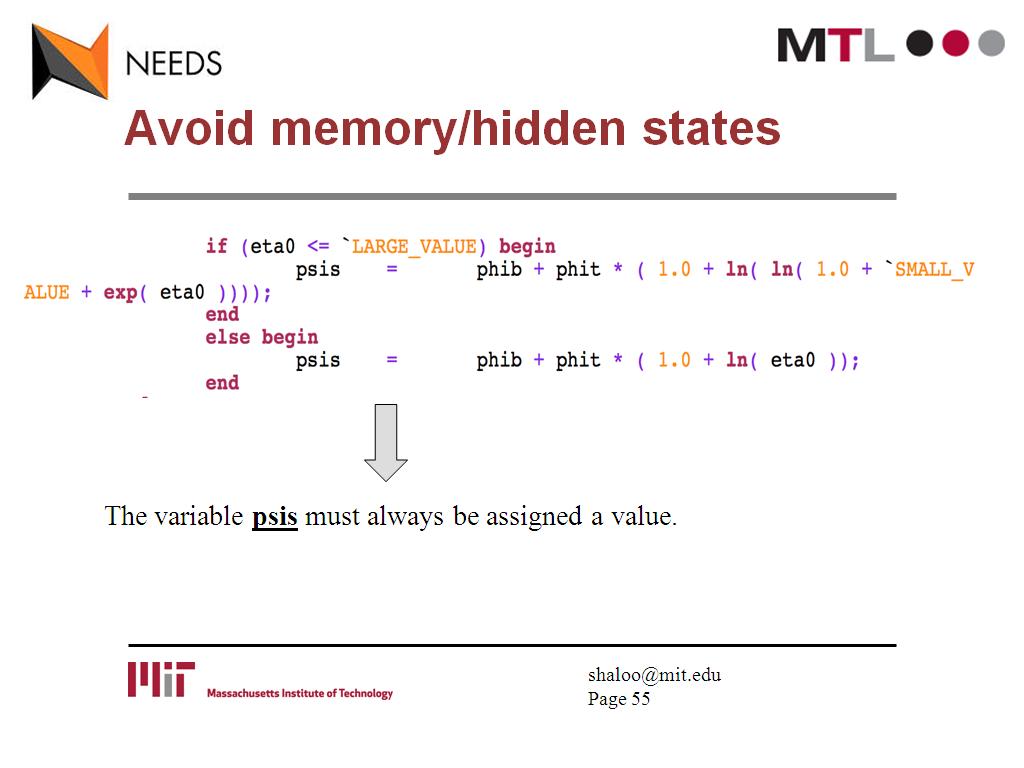 Avoid memory/hidden states