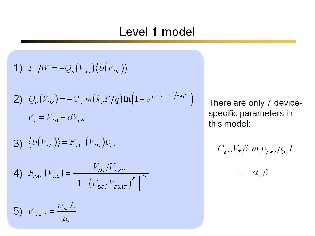 Level 1 model