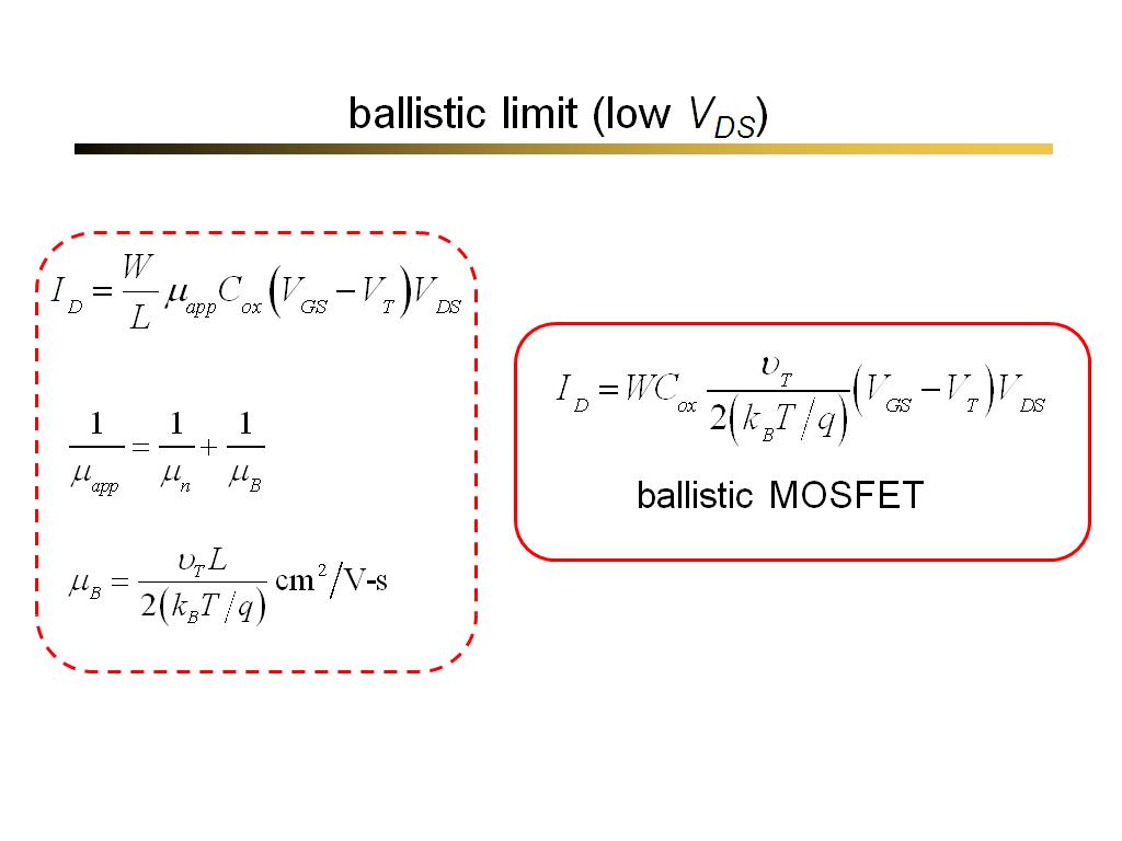 ballistic limit (low VDS)