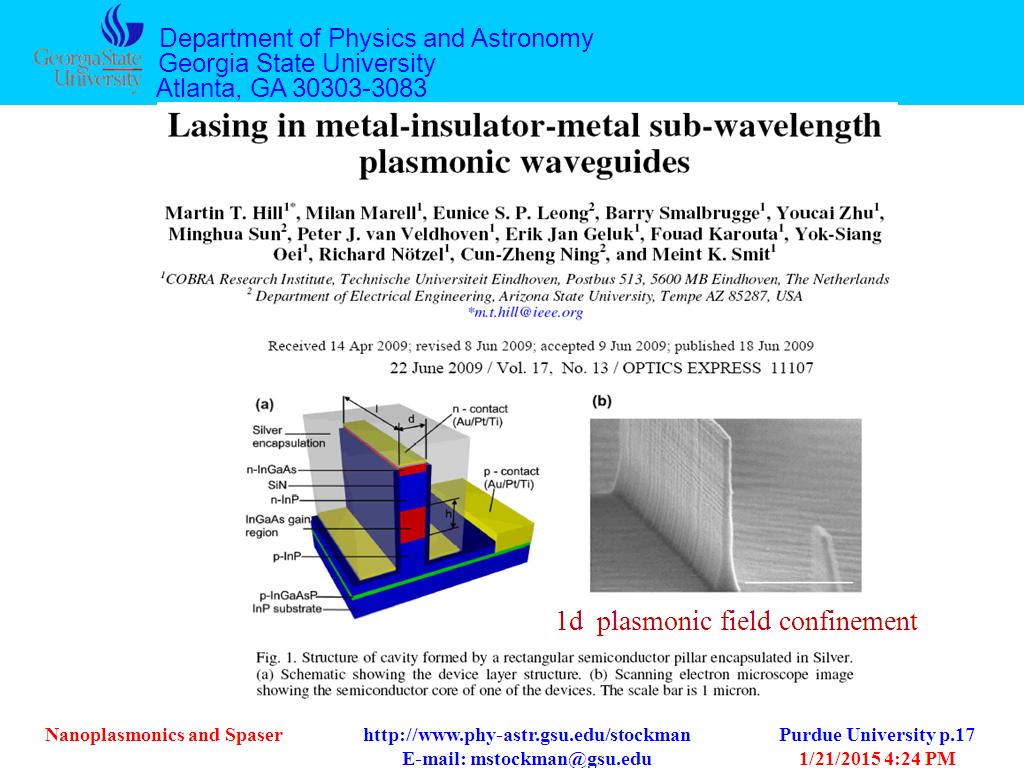 Lasing in metal-insulator-metal sub-wavelength