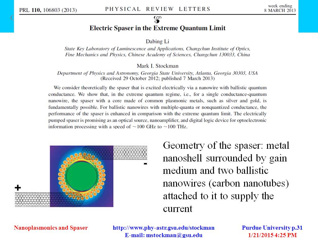 Electric Spaser in the Extreme Quantumn Limit