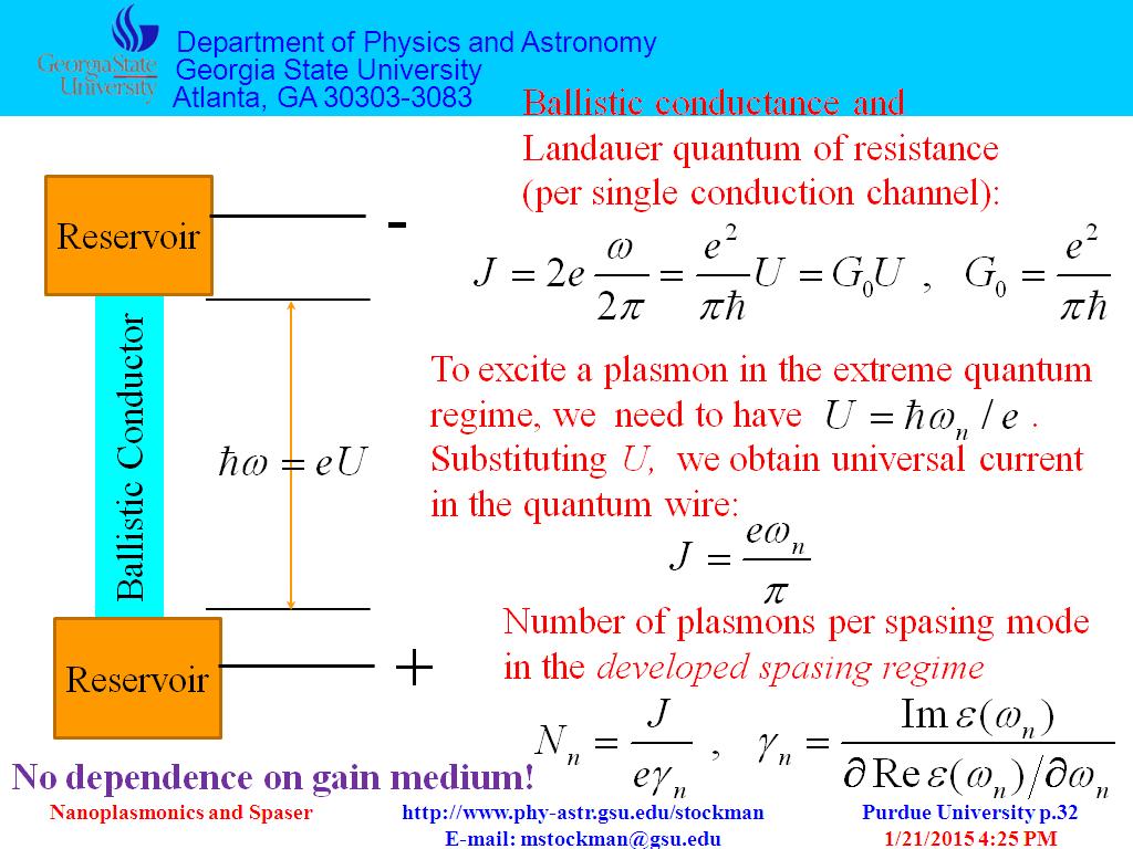 Ballistic conductance and Landauer quantum of resistance