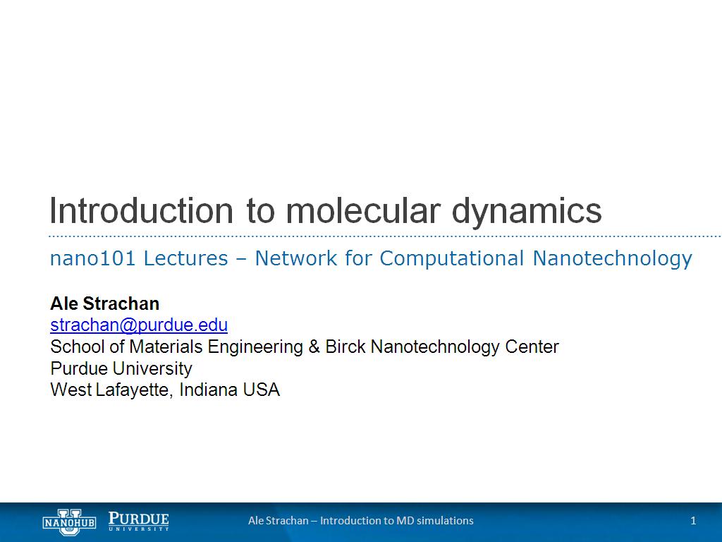 Introduction to molecular dynamics