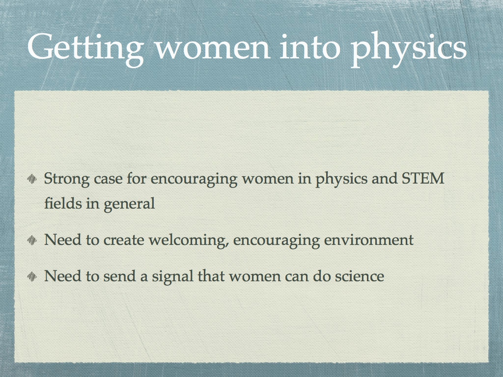 Getting women into physics