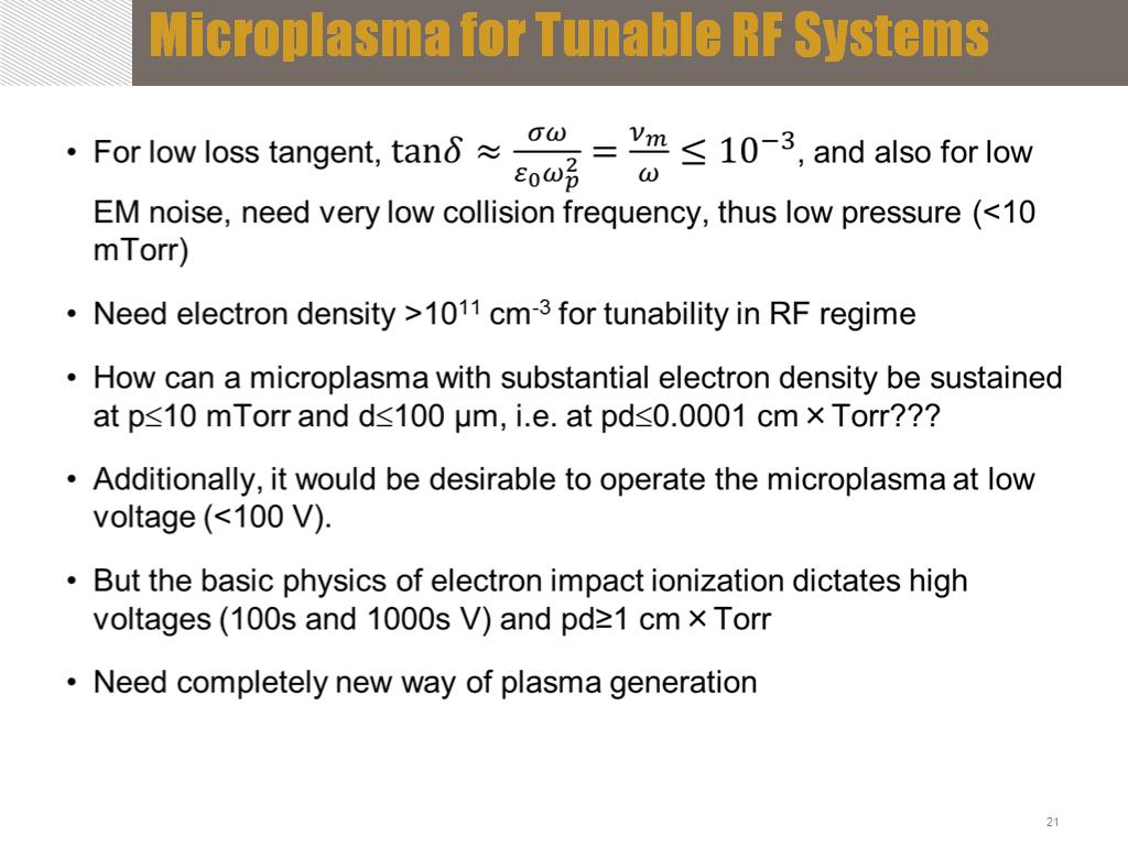 Microplasma for Tunable RF Systems