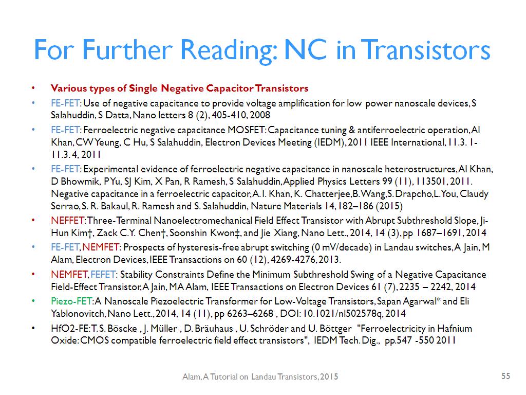For Further Reading: NC in Transistors