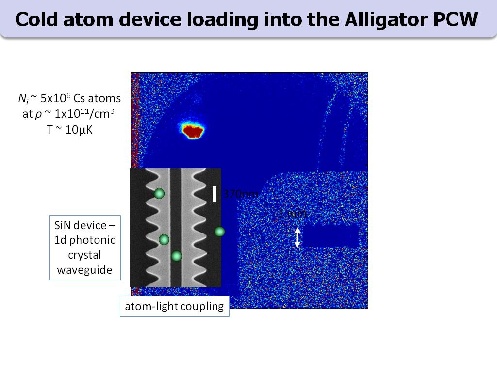 Cold atom device loading into the Alligator PCW
