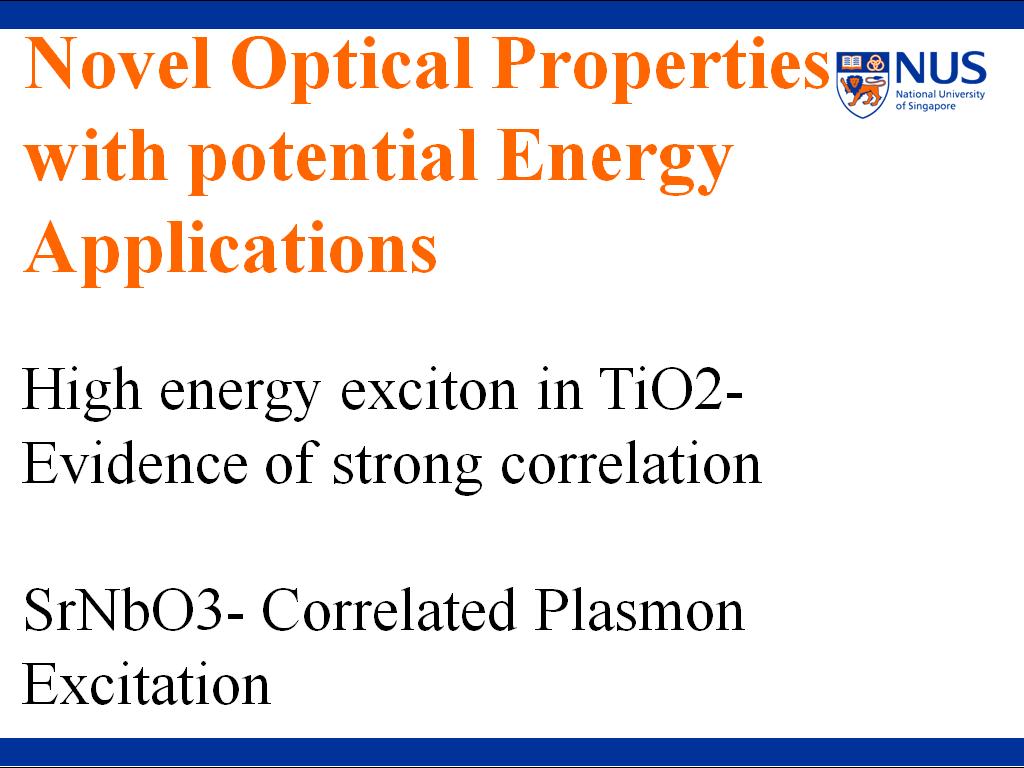 Novel Optical Properties with potential Energy Applications