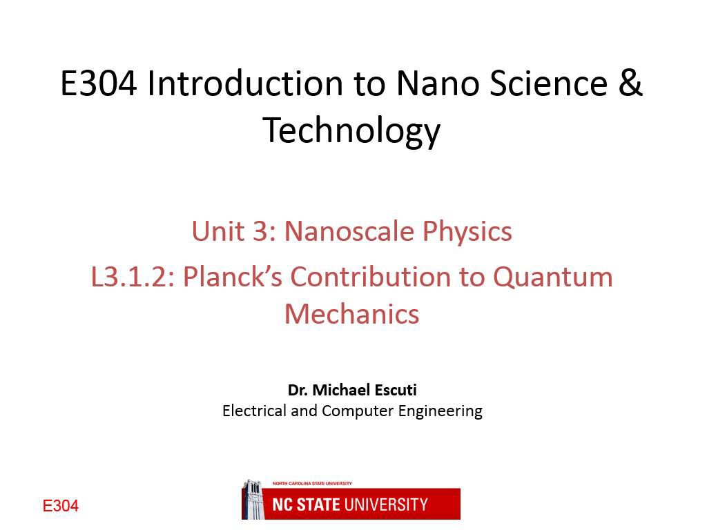 L3.1.2: Planck's Contribution to Quantum Mechanics