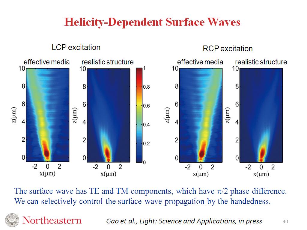 Helicity-Dependent Surface Waves