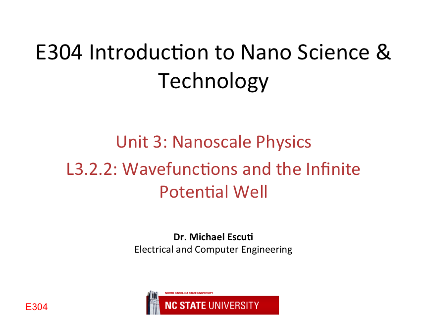 L3.2.2: Wavefunctions and the Infinite Potential Well