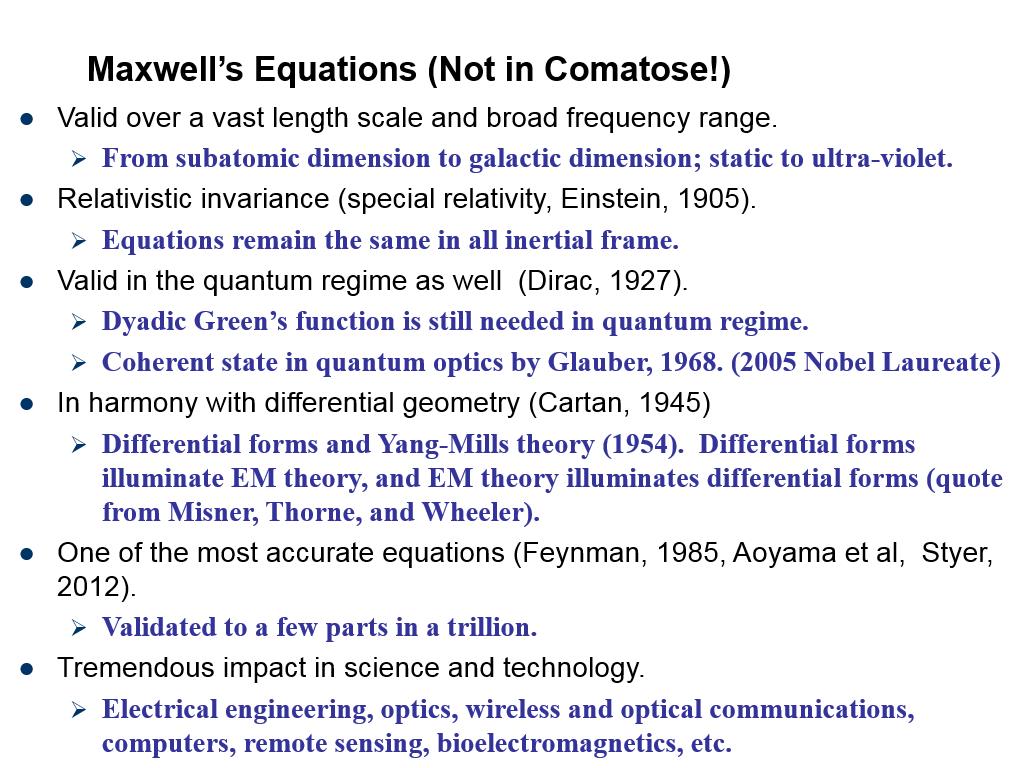 Maxwell's Equations (Not in Comatose!)