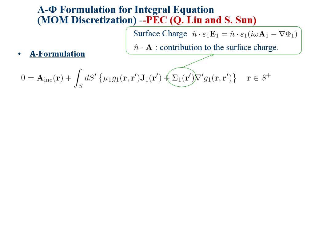 A-Φ Formulation for Integral Equation