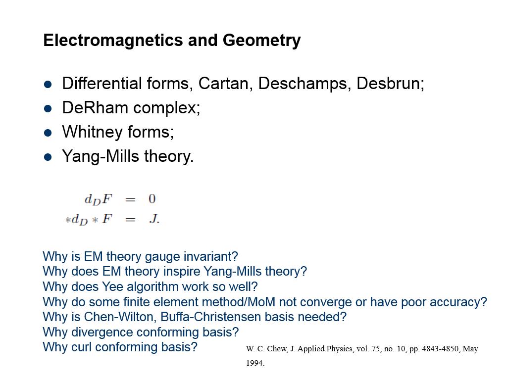 Electromagnetics and Geometry