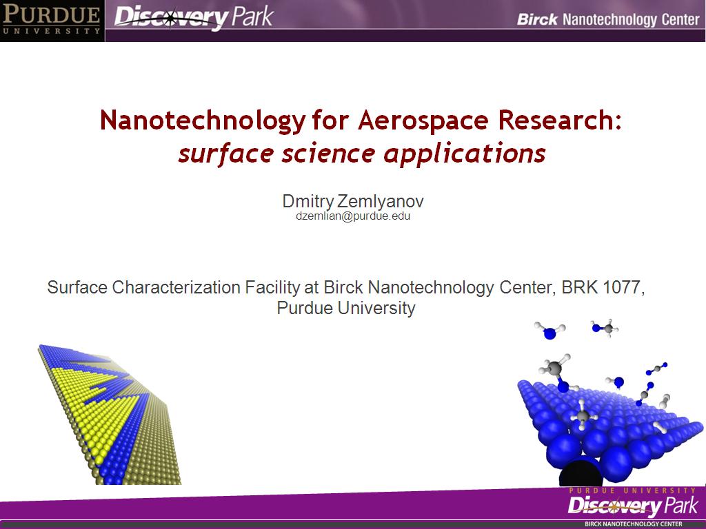 Nanotechnology for Aerospace Research: surface science applications