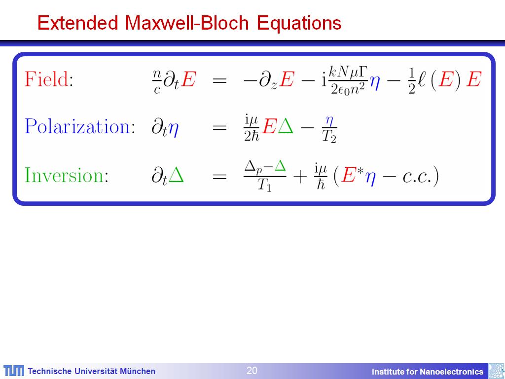 Extended Maxwell-Bloch Equations