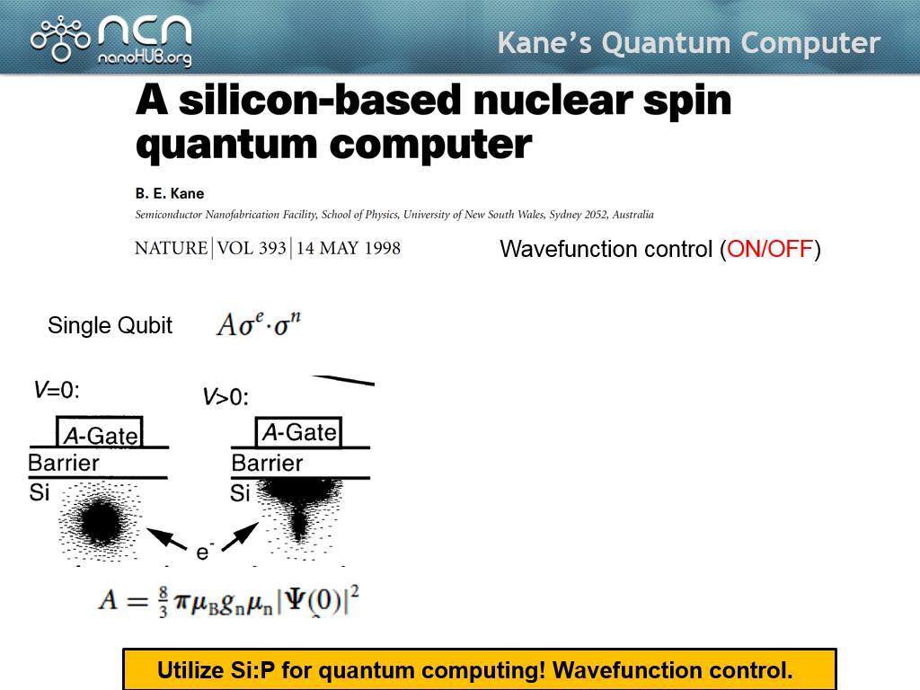 Kane's Quantum Computer