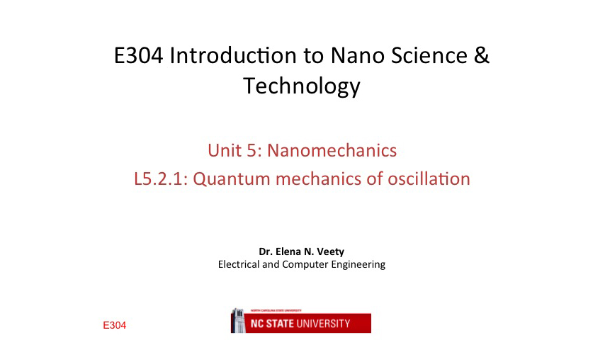 L5.2.1: Quantum mechanics of oscillation