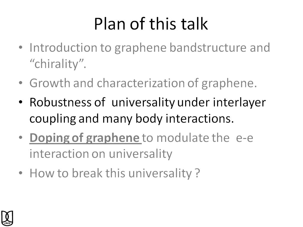 Plan of this talk