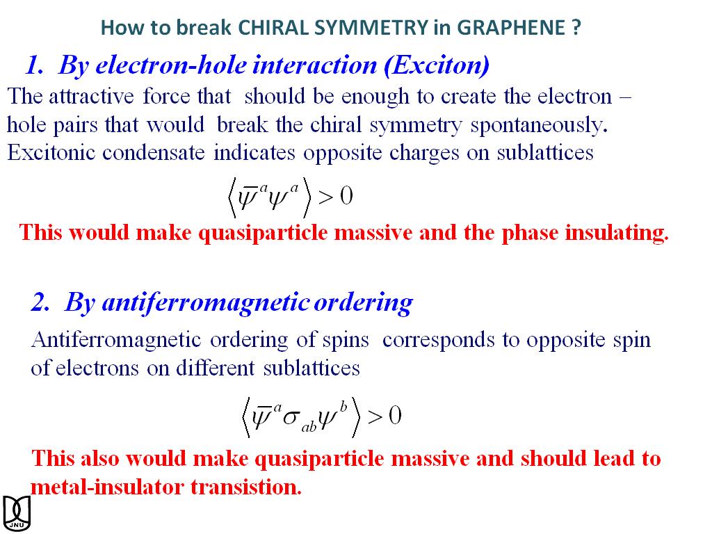 How to break CHIRAL SYMMETRY in GRAPHENE ?