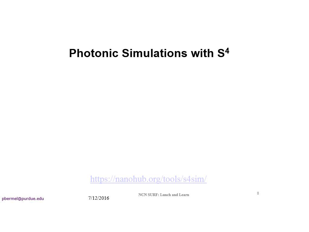 Photonic Simulations with S4