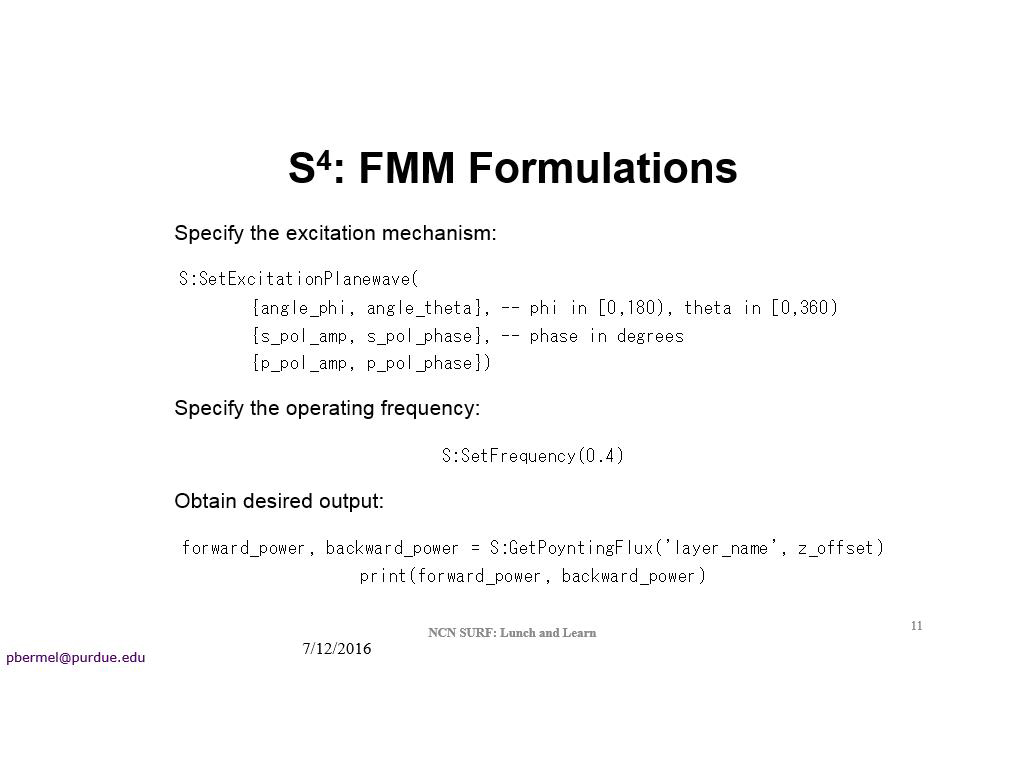 S4: FMM Formulations