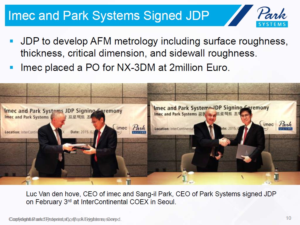 Imec and Park Systems Signed JDP