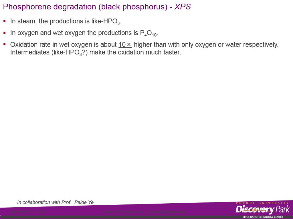 Phosphorene degradation (black phosphorus) - XPS