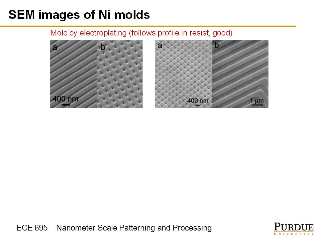 SEM images of Ni molds