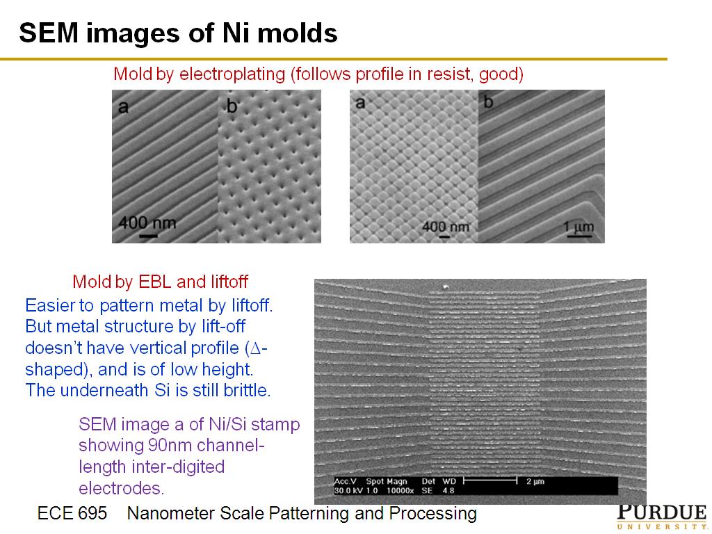 SEM images of Ni molds