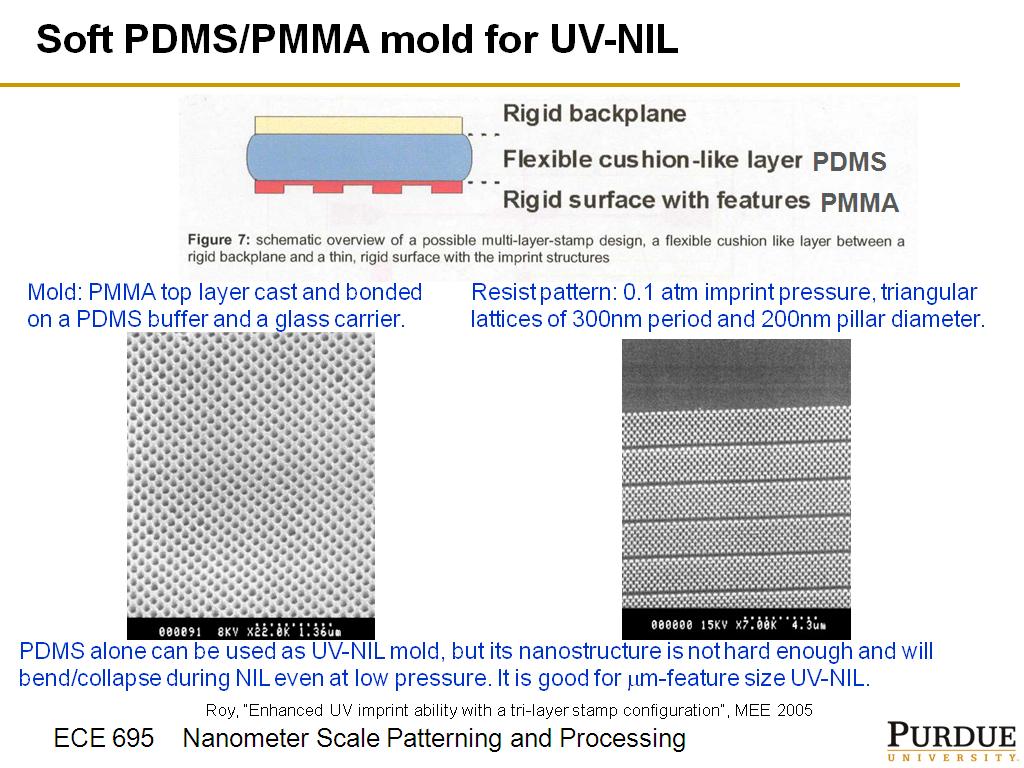 Soft PDMS/PMMA mold for UV-NIL