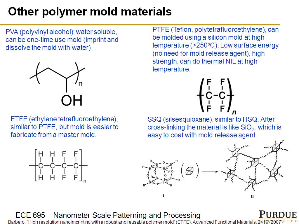 Other polymer mold materials