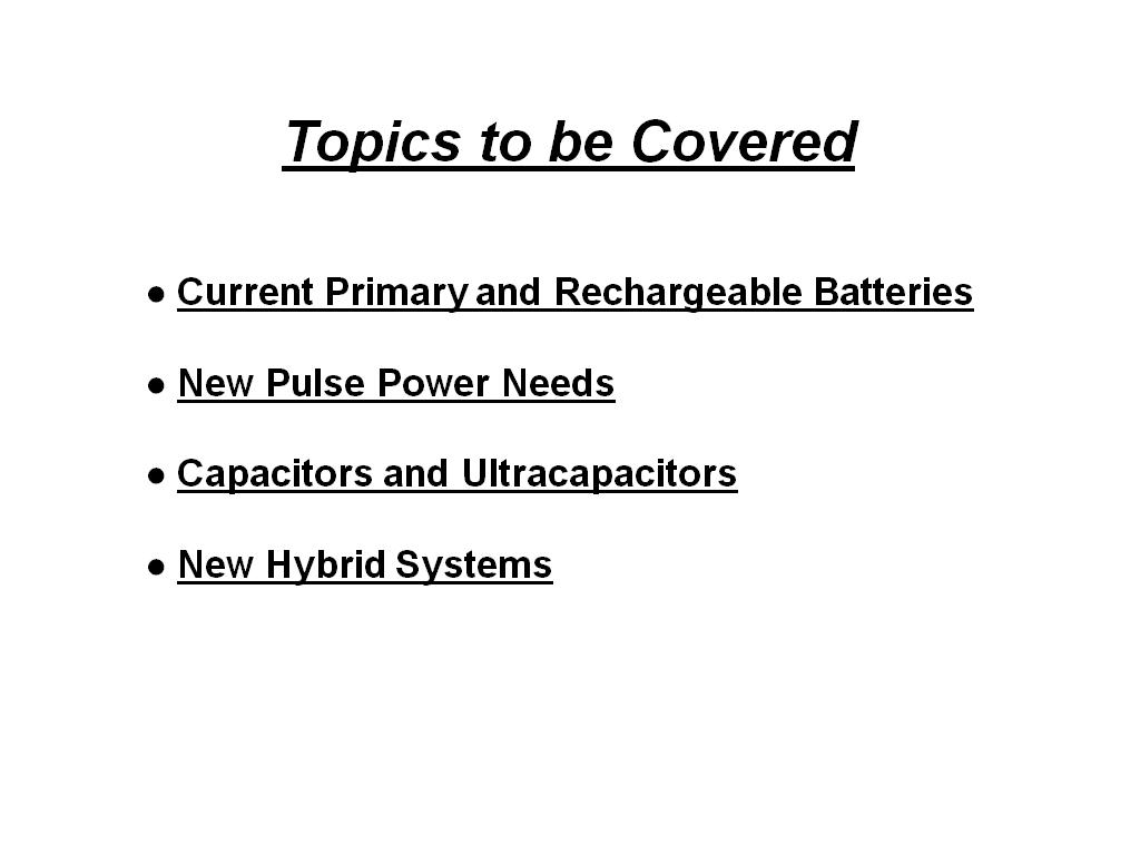 Topics to be Covered