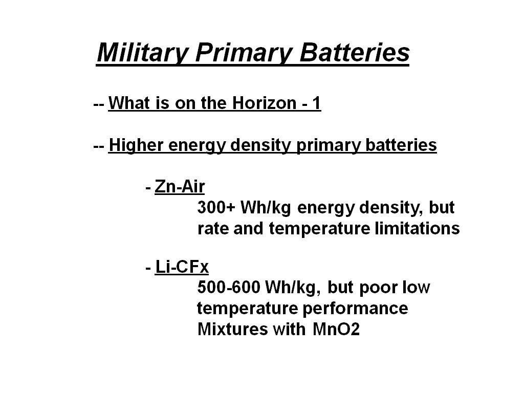 Military Primary Batteries