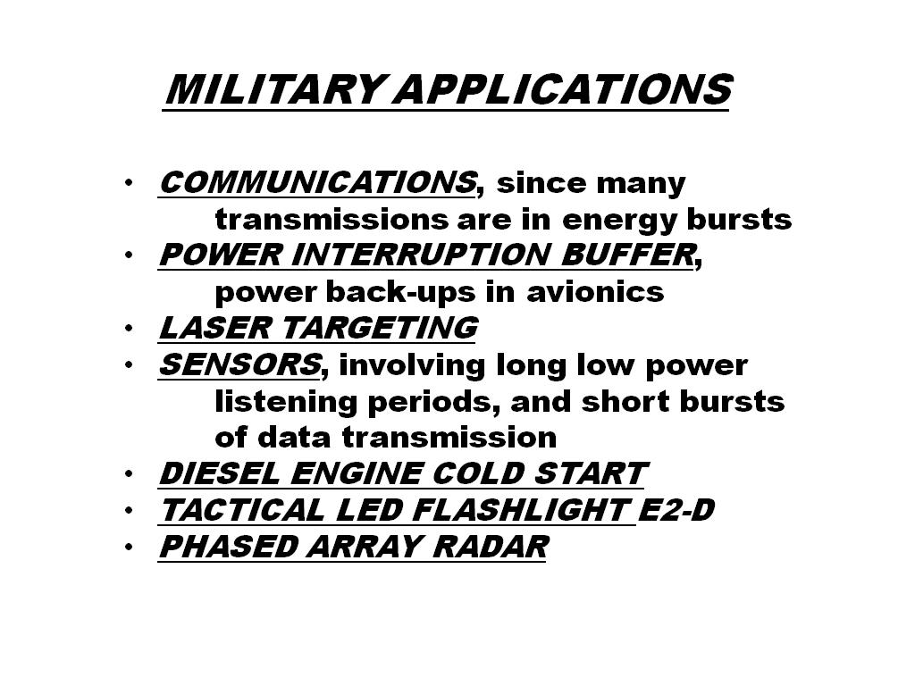 MILITARY APPLICATIONS