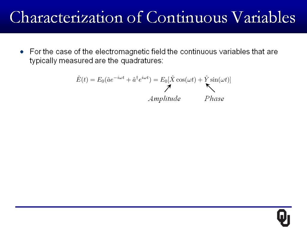 Characterization of Continuous Variables