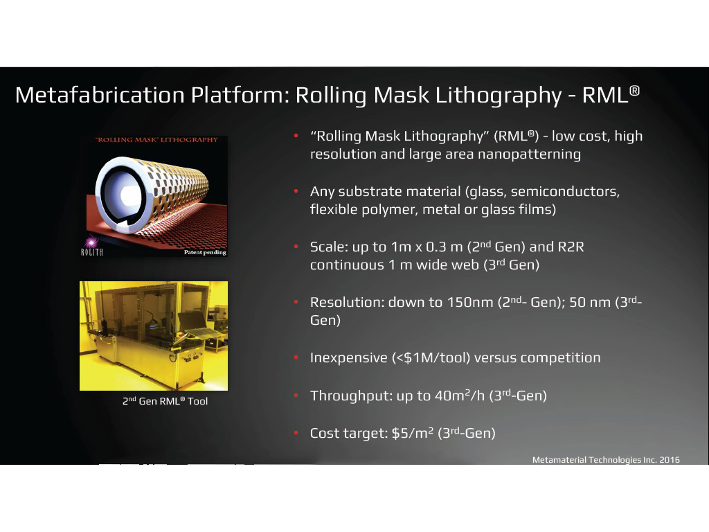 Metafabrication Platform: Rolling Mask Lithography - RML® • 