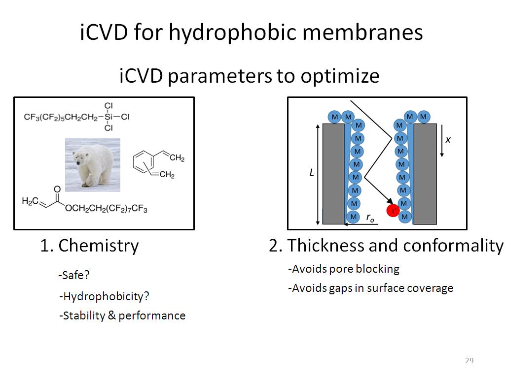 iCVD for hydrophobic membranes