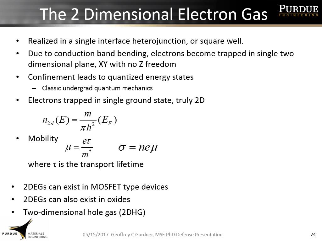The 2 Dimensional Electron Gas