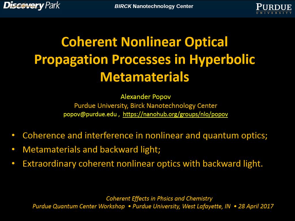 Coherent Nonlinear Optical Propagation Processes in Hyperbolic Metamaterials