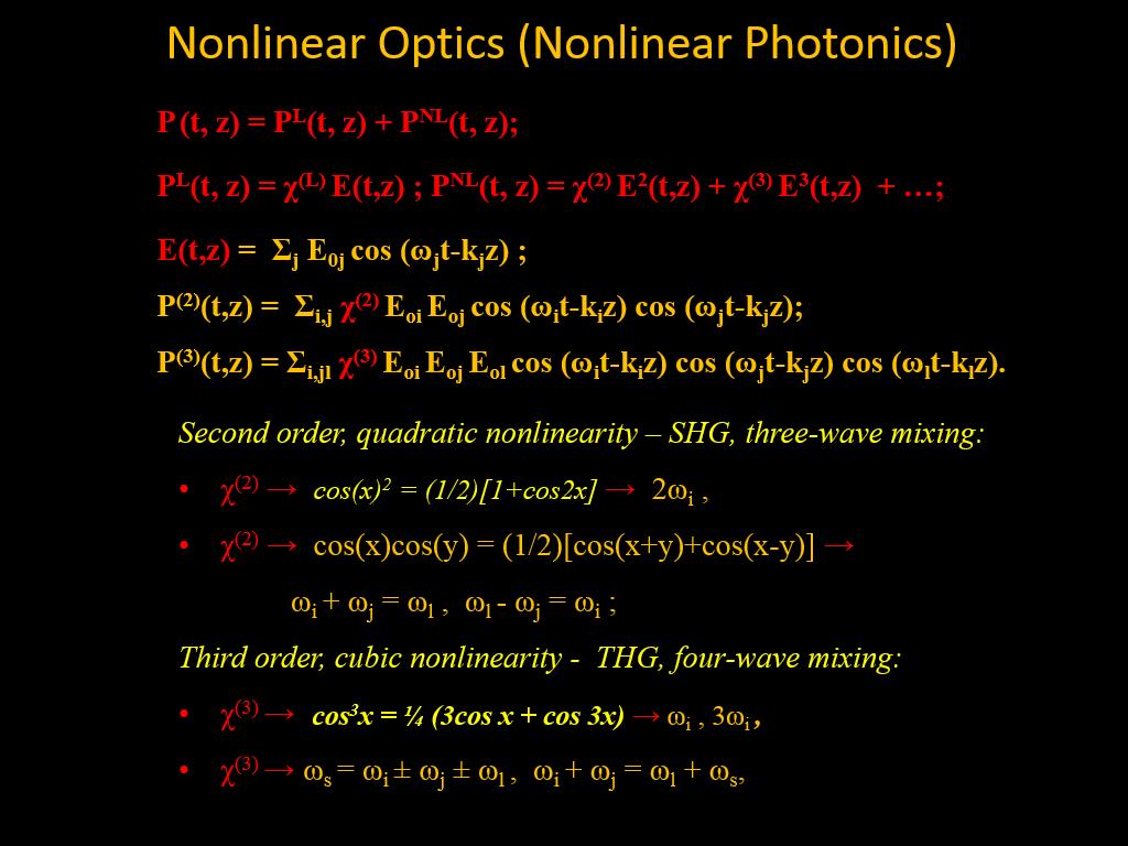 Nonlinear Optics (Nonlinear Photonics)