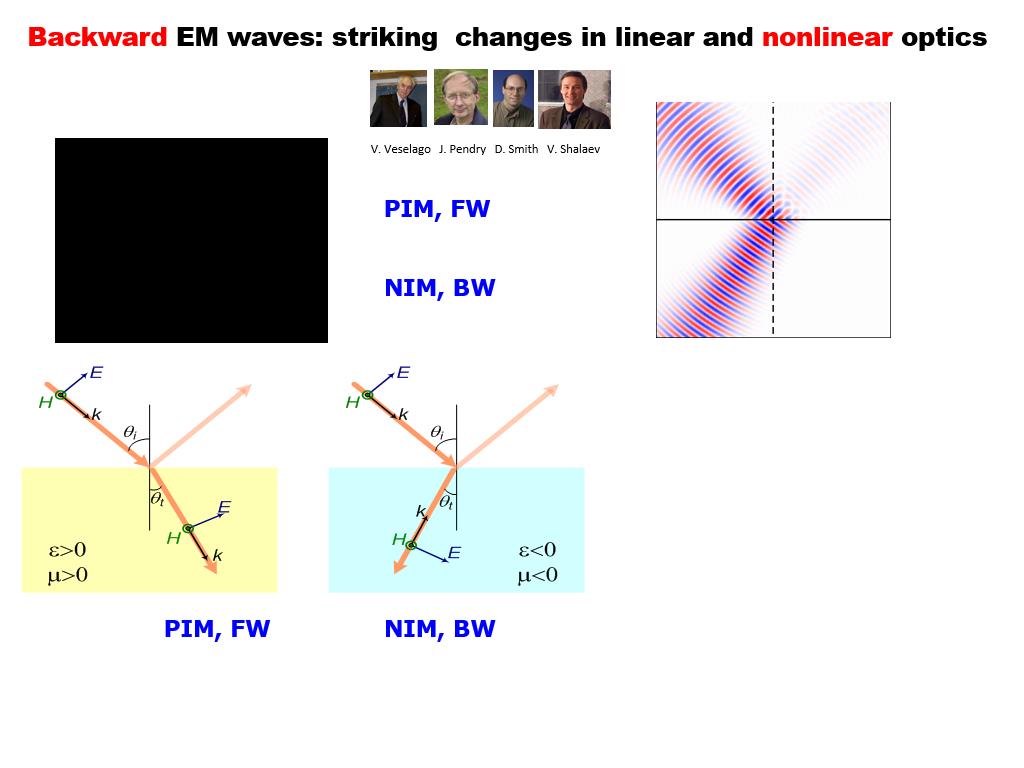 Backward EM waves: striking changes in linear and nonlinear optics