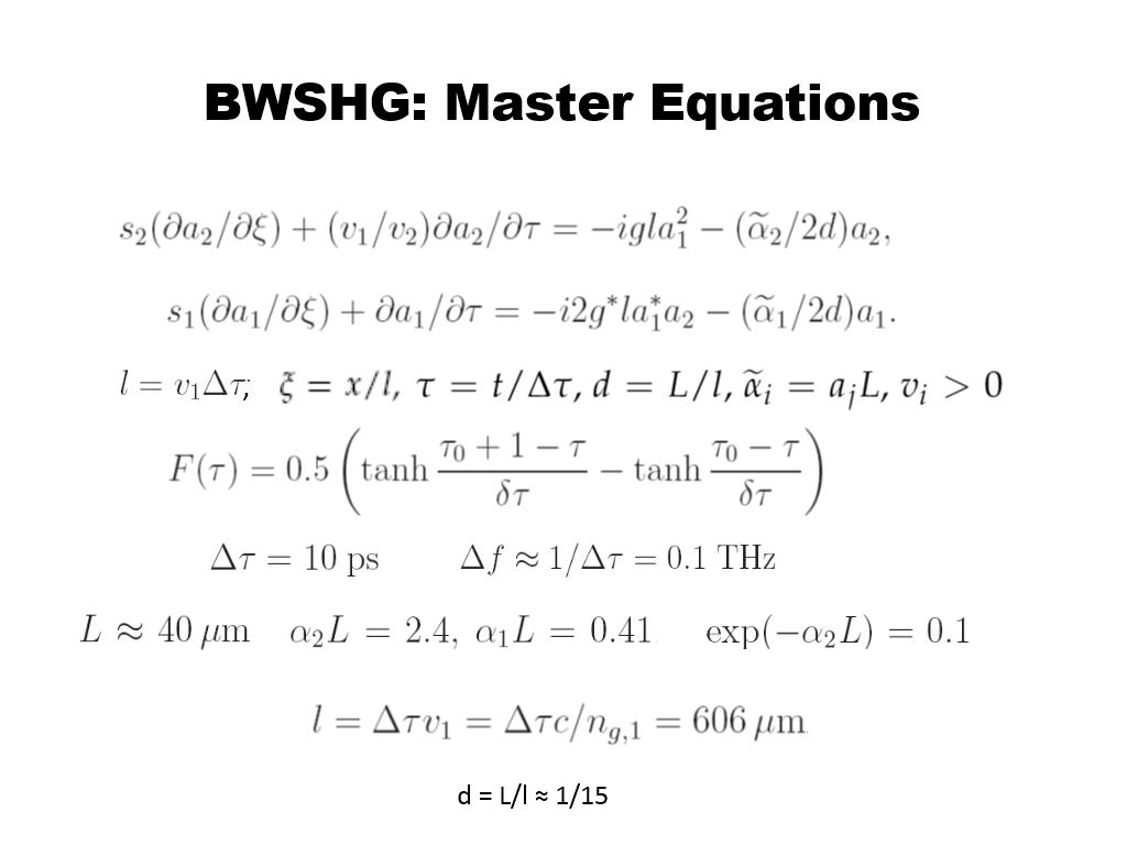 BWSHG: Master Equations